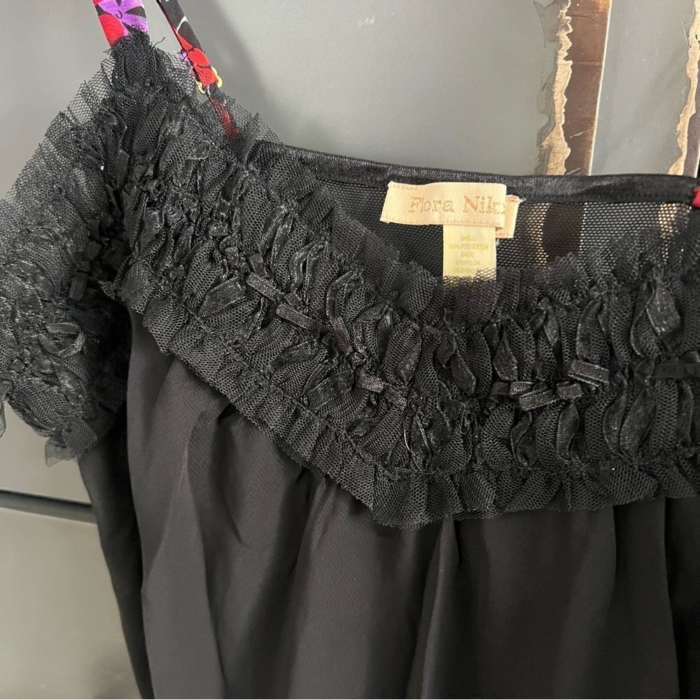 Flora Nikrooz Black Mesh Ruffle Teddy New, Small - Picture 7 of 9
